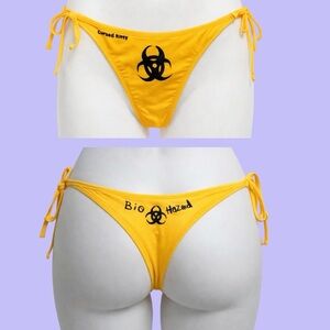 The “Biohazard”☣️ Neon Yellow Bikini Bottoms by Cursed Kitty Clothing